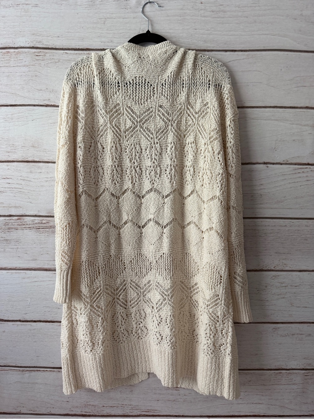 Maurices Cream Open-Front Lace Knit Cardigan Size 1X - Picture 2 of 7